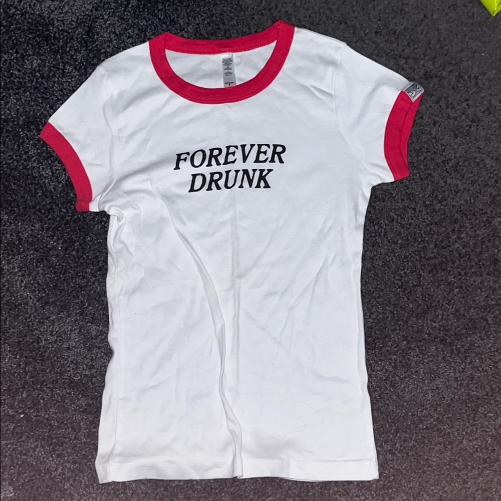 White and Red Graphic Tee
